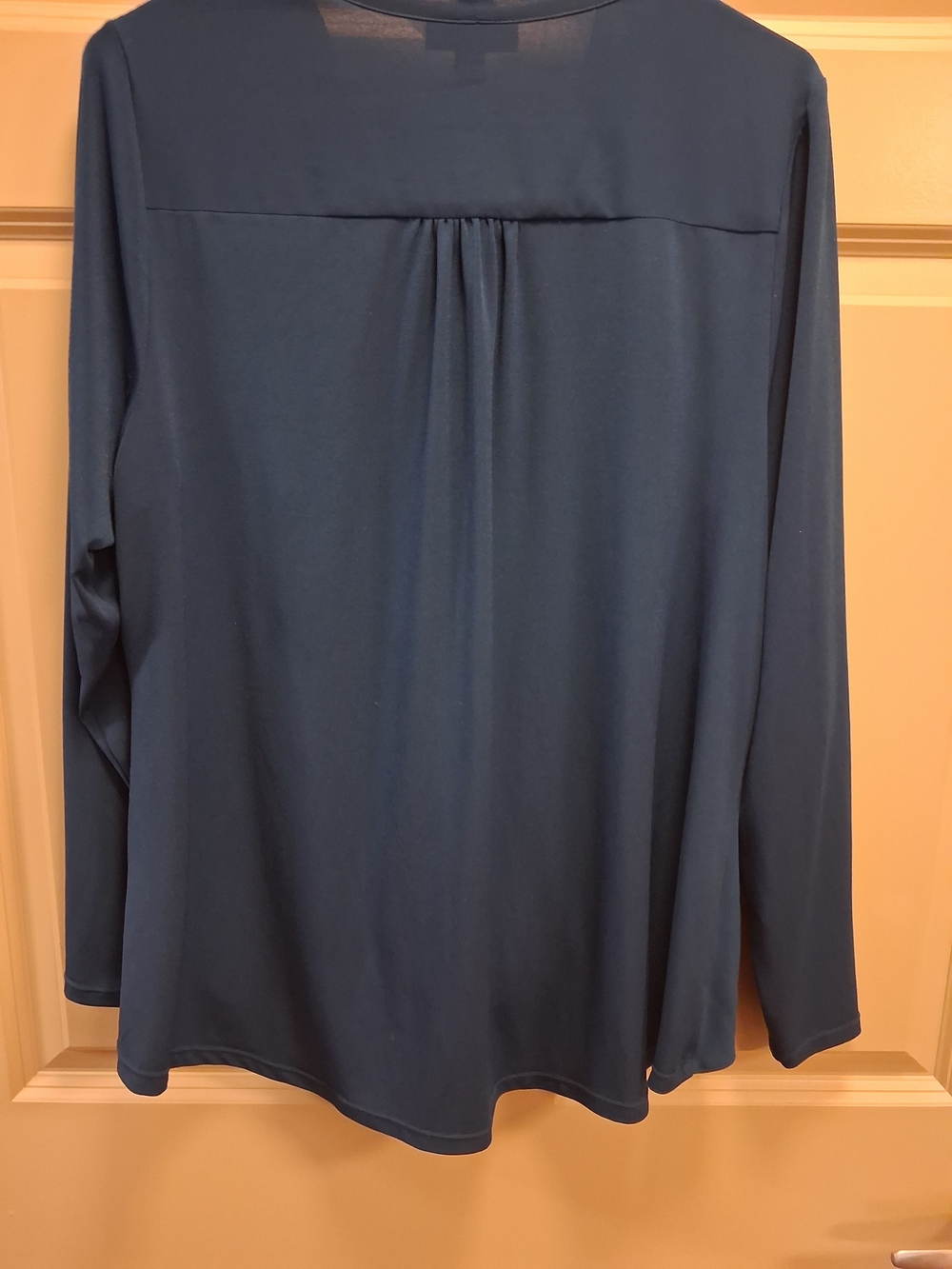 Alfani Dark Teal Blue Wrap-Front Long-Sleeve Hi Low Blouse- Sz 1X - Picture 10 of 12